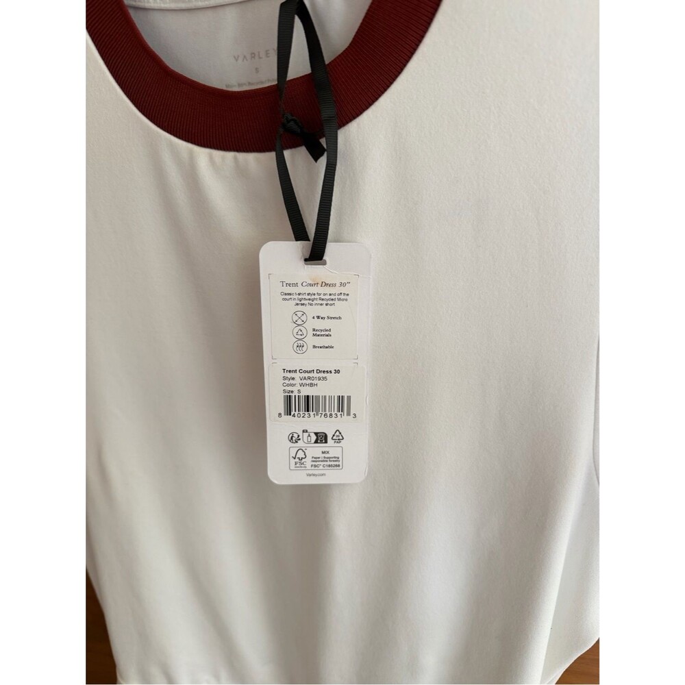 NWT Varley Trent Court Dress 30” Size Small WhitE Burnt Henna Tennis Pleated - Picture 9 of 10